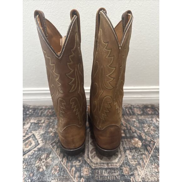 Vintage Dan Post Men’s Brown Leather Western Cowboy Pull On Boots US 8 EW - Picture 4 of 9